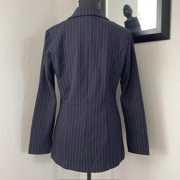 LIVERPOOL Navy Blue Pinstripe Blazer Suit Jacket XS - Picture 8 of 14